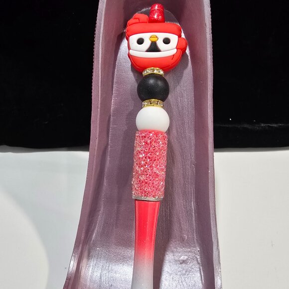Pick-a-Pretty Penguin Pen Holiday Red or Gray by PenGwensPosh-w/Black Ink - Picture 2 of 7